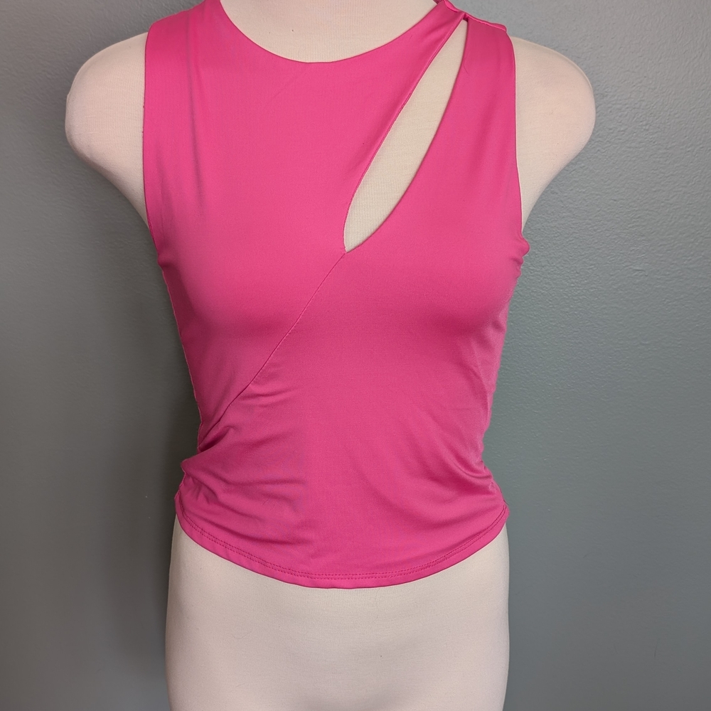 Pink Sleeveless Cutout Top